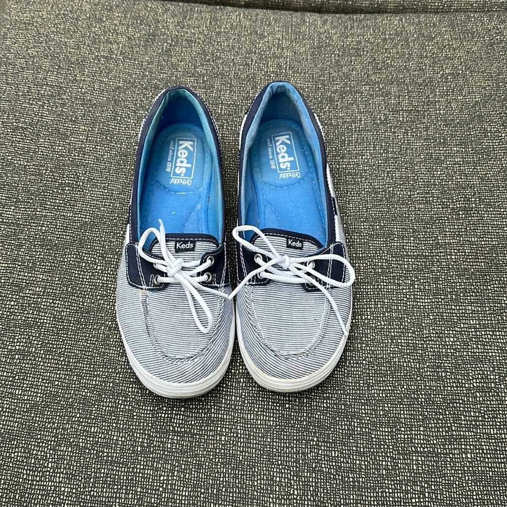 Keds Women's Striped Navy and White Boat Sneakers
